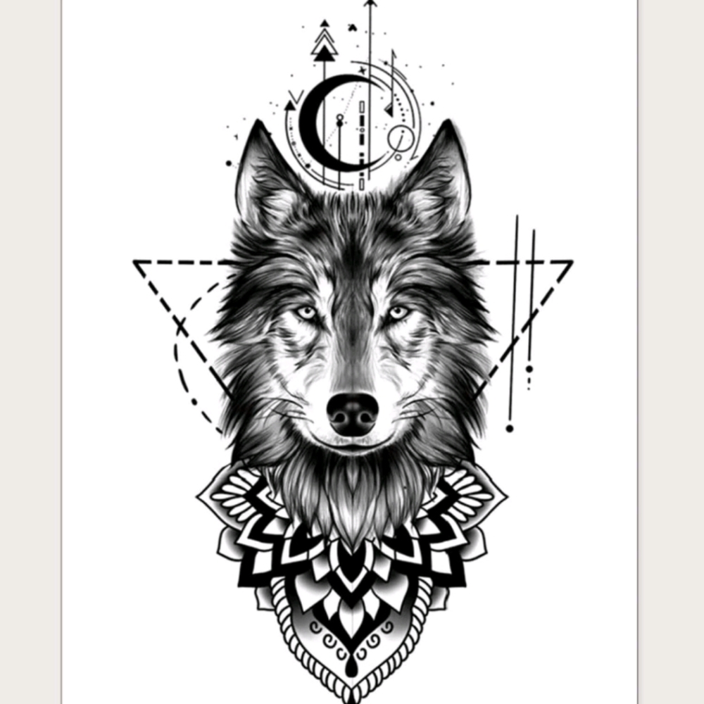 🍉5 for $25* 7.5" Wolf Temporary Tattoo